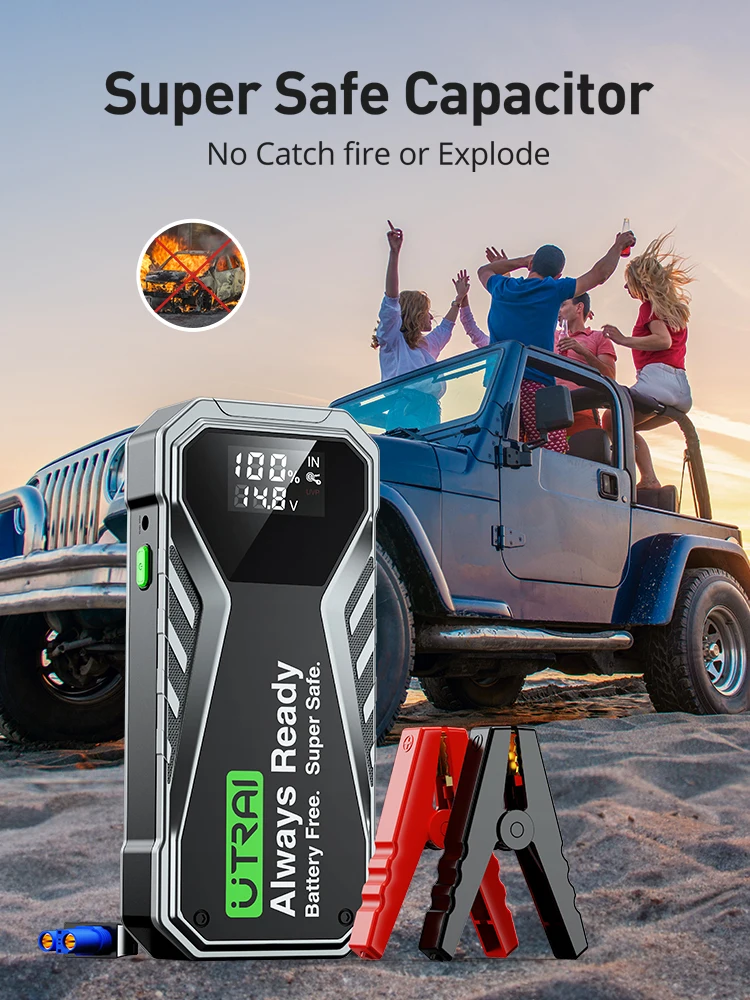 UTRAI Siêu Tụ Điện Car Jump Starter Pin Ít Sạc Nhanh Siêu An Toàn 1000A Di Động Khẩn Cấp Booster Bắt Đầu Từ Thiết Bị