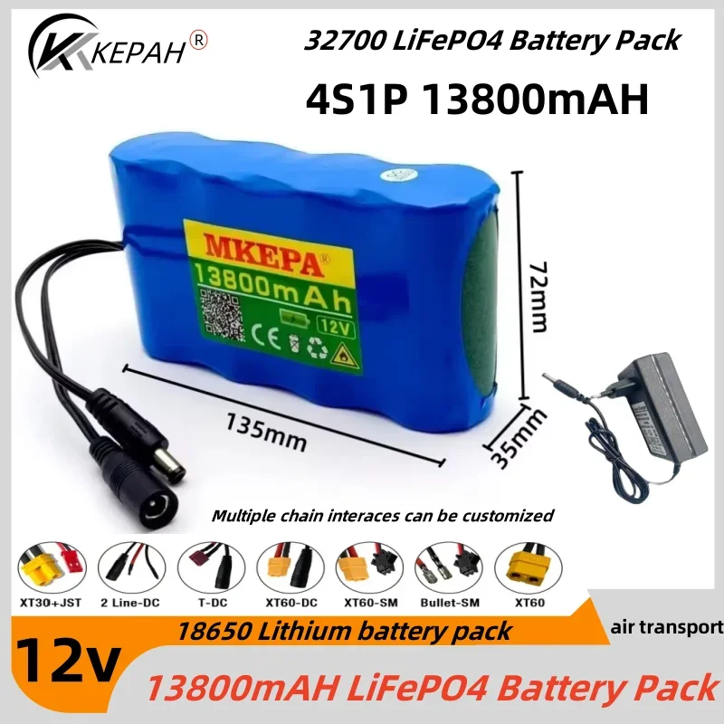 

32700 Lifepo4 Battery Pack 4S1P 12.8V 1.38Ah with 4S 40A Balanced BMS for Electric Boat and Uninterrupted Power Supply 14.6v