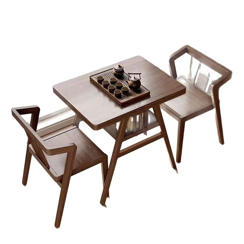 

Solid wood balcony small tea table combination three-piece leisure chair household drinking small apartment one table