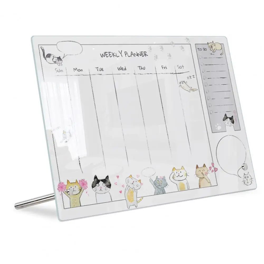 กระดานไวท์บอร์ดอะคริลิครูปตั้งโต๊ะปฏิทินรายสัปดาห์พร้อมขาตั้งจอแสดงผลเตือนสำนักงานขนาดเล็กสำหรับบ้าน