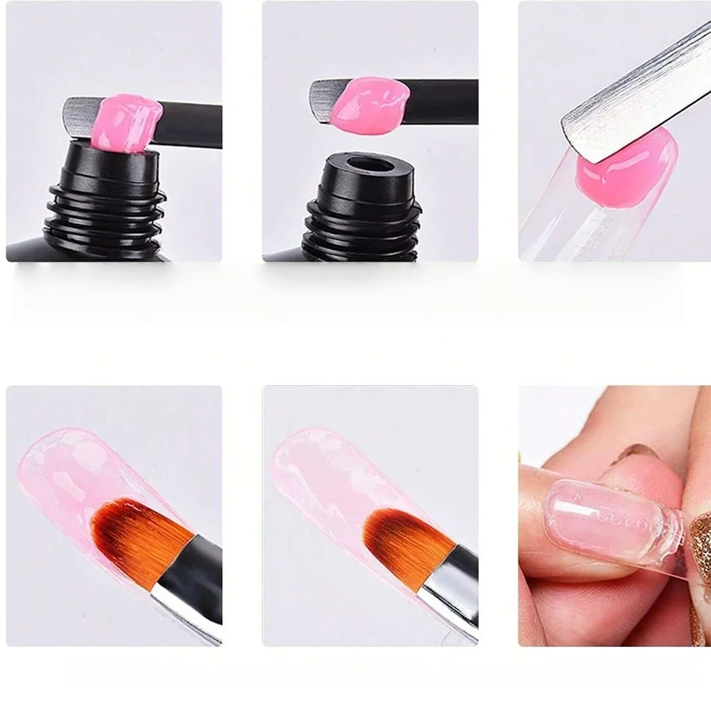 2-in-1 Dual Ended Gel Nail Brush Spatula Stainless Steel Picker Tool for Poly Builder Acrylic Nail Extension Salon Manicure Supply image 3