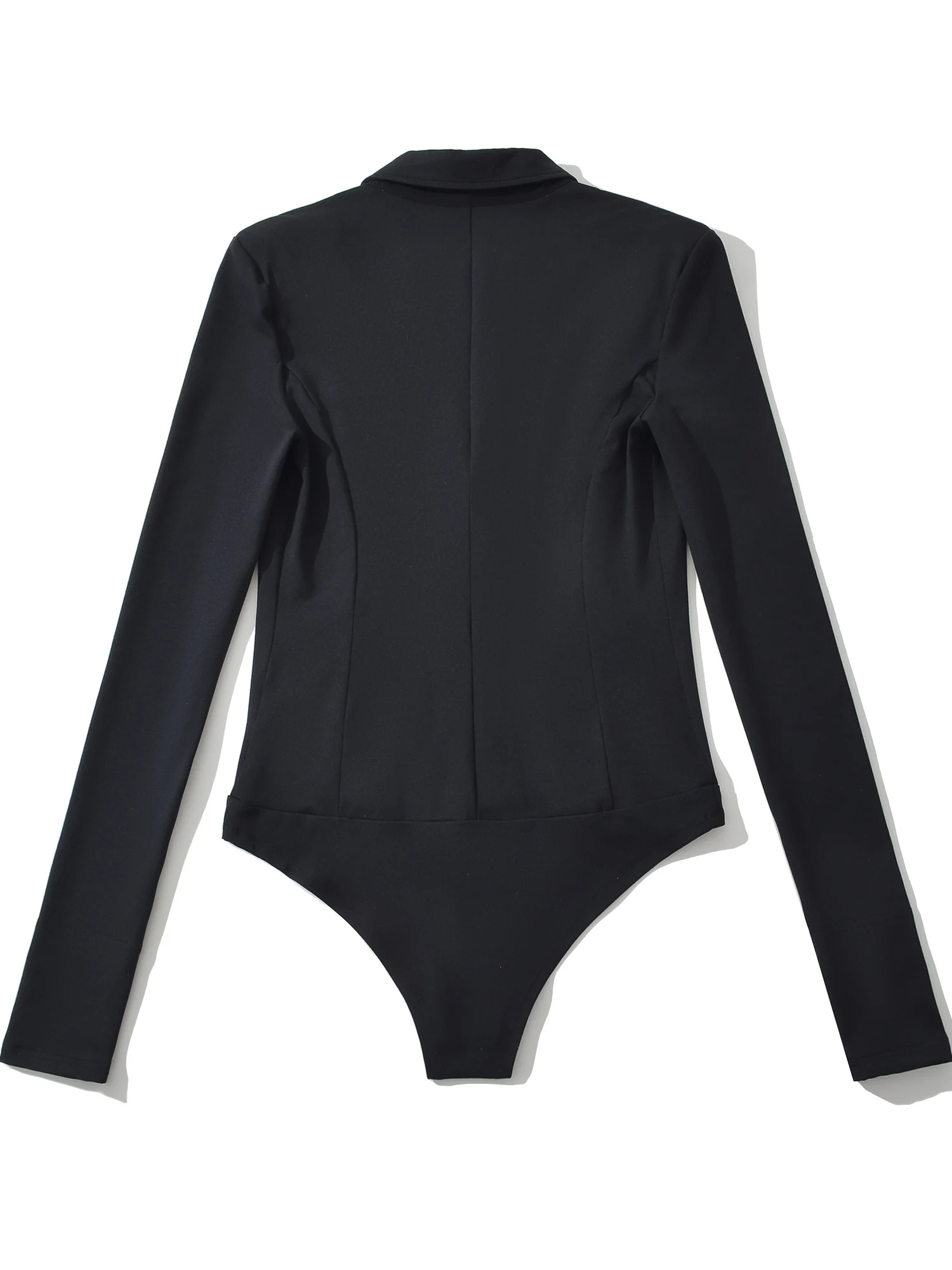 American Sle Slim Fit Long Sve costume col Rer taille haute ort pantalon polyvalent femmes une pièce costume taille haute Design