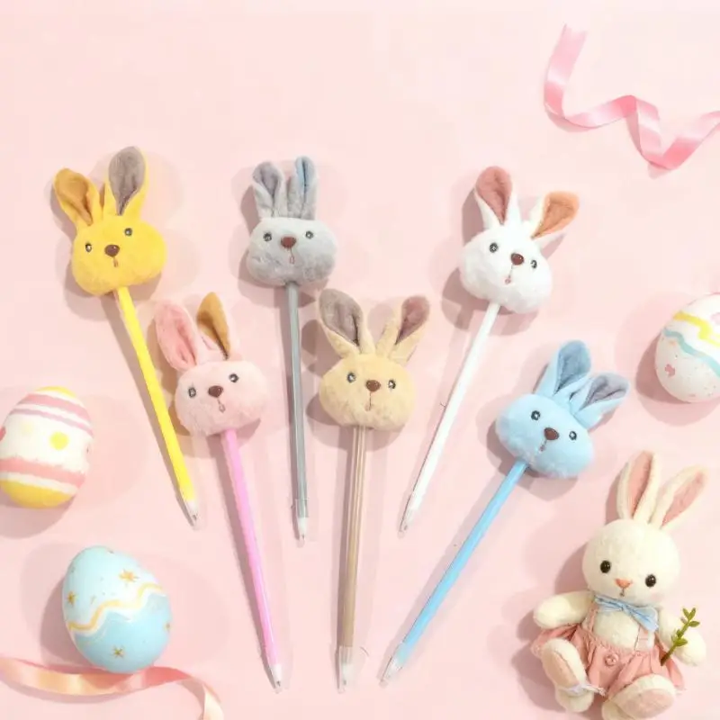 

Милая плюшевая шариковая ручка в виде кролика с длинными ушами, канцелярские принадлежности для школы и офиса, подарок для студентов