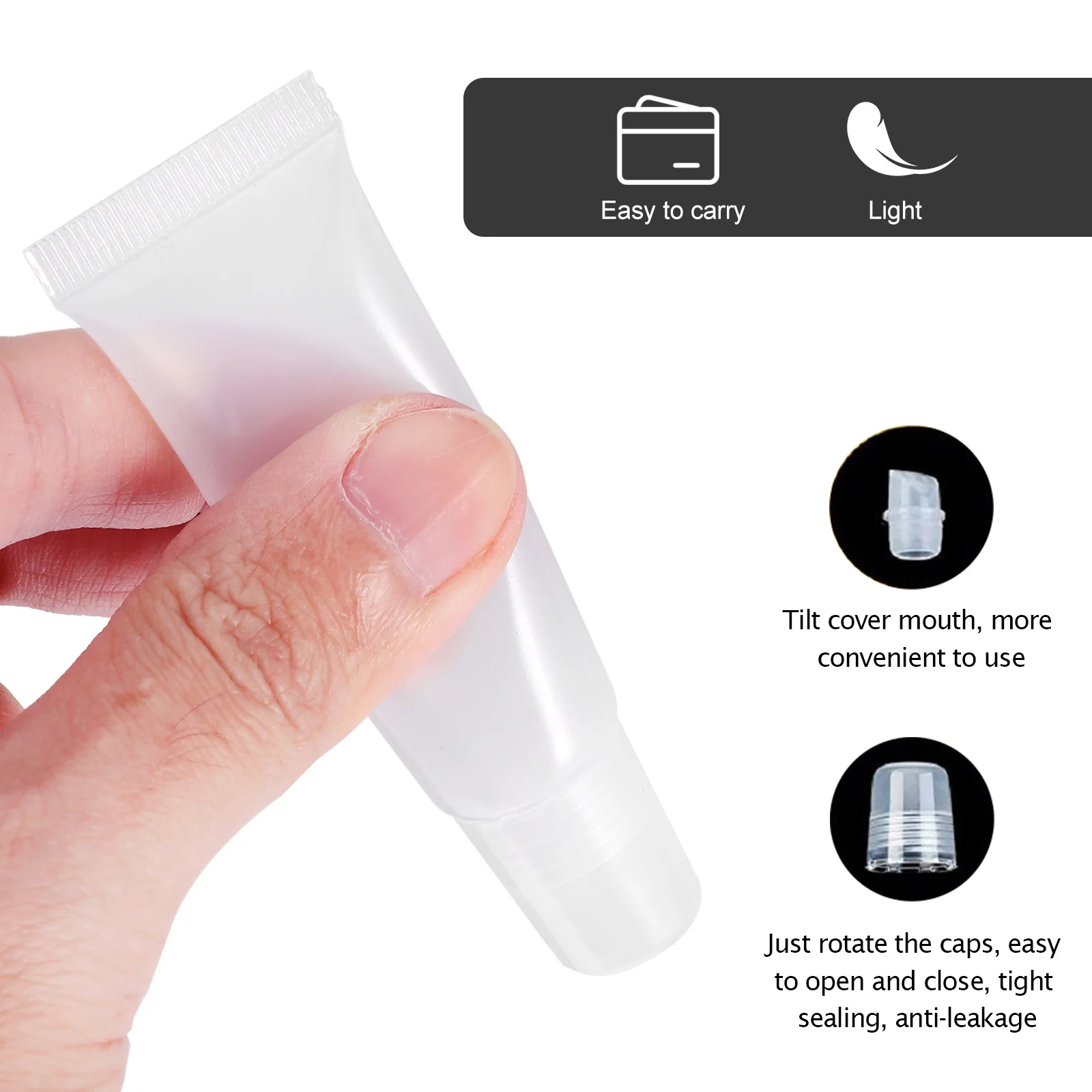 

50pcs 10ml Clear Lip Gloss Tubes Empty Containers Durable Reusable Lightweight Safe Transparent Storage