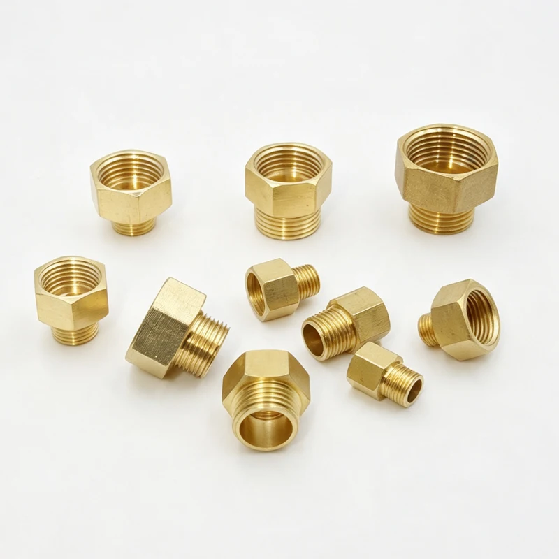 1/8" 1/4" 3/8" 1/2" Messing-Rohrverbinder mit Außengewinde auf Innengewinde, Messing-Kupplungsadapter, Gewindefitting – Detail 5
