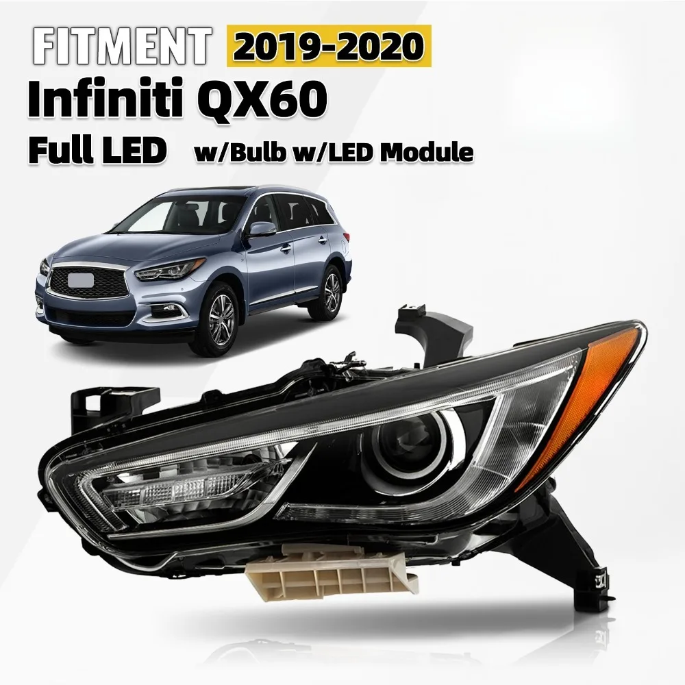 Full LED Headlight For 2019-2020 Infiniti QX60 w/Module w/o Motor Driver Side