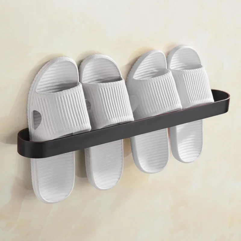 

Self-adhesive Bathroom Slipper Rack No Punching Wall Mounted Toilet Shoes Drain Rack Bathroom Wall Sandal Rack Storage Rack