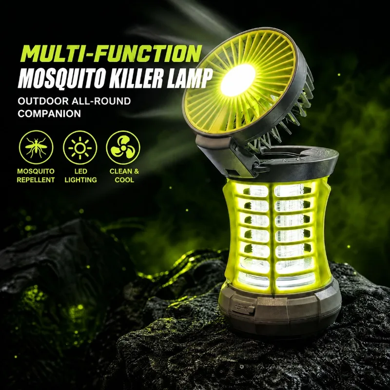 Fan Mosquito Killer Lamp Hanging Portable Camping Lantern Outdoor Illumination Bug Zapper Anti-mosquito Light for Wilderness