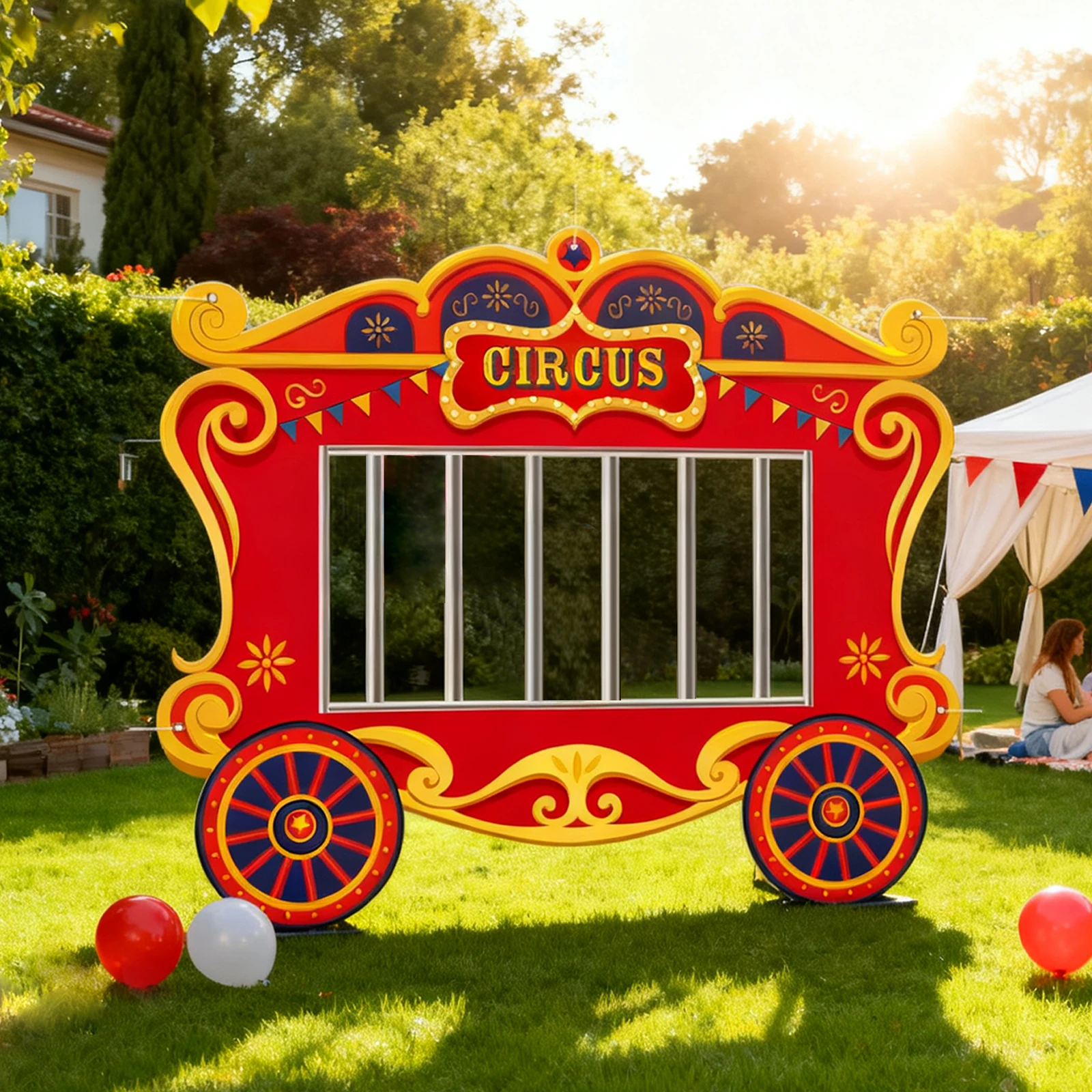 Decoraciones para fiesta de circo, telón de fondo para fotografía en forma de jaula de carnaval, accesorios para fotomatón de circo, pancarta colgante grande para fotos de Carnaval