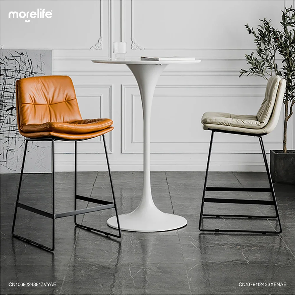 

Nordic Light Luxury Iron Bar Chair Modern Minimalist Backrests Kitchen High Legged Stool Island Table Dining Chair Bar Furniture