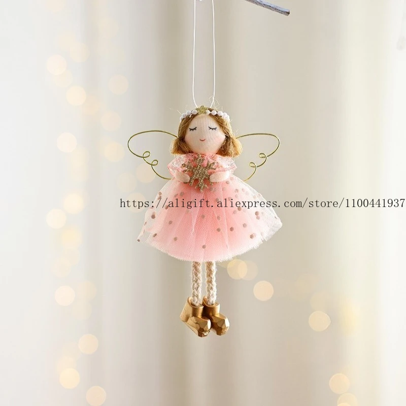 قلادة عيد الميلاد عقد الخوخ القلب تاج فتاة لطيف خرافة الرياح الملاك، شجرة عيد الميلاد تزيين مُثبت قلادة صغيرة