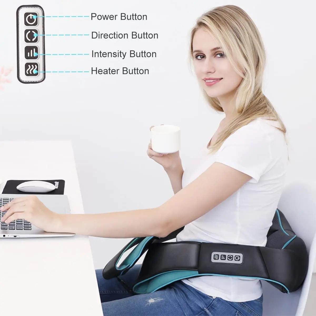 Electric Shiatsu Neck and Back Full Body Massager Deep Kneading Pillow with Heat Full Body Massage Belt