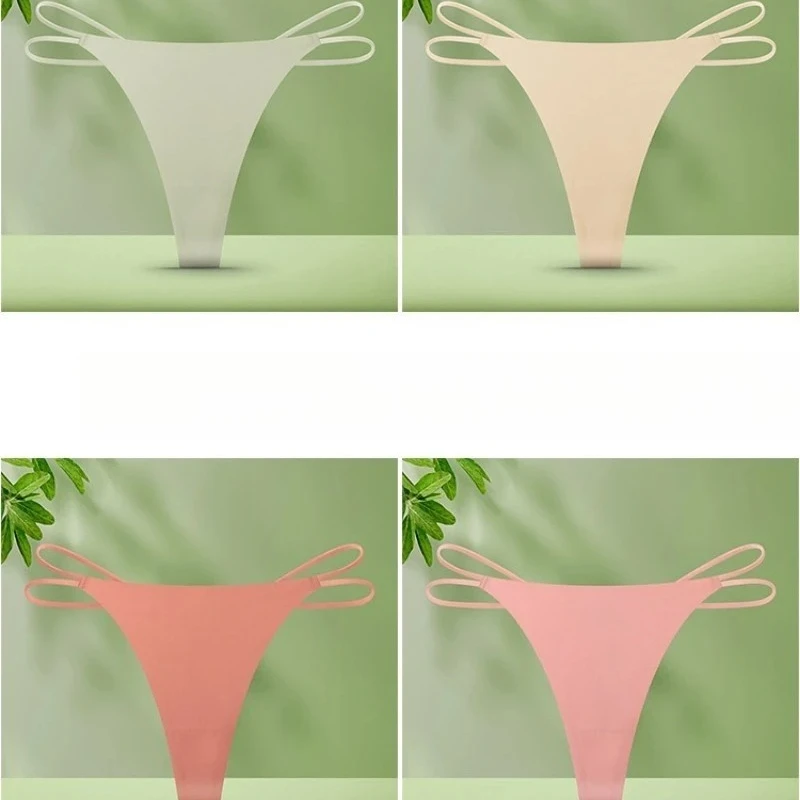 1-4pcs Minimalist One-Piece Women's Thong - Seamless Ice Silk Low-Waist Breathable Sexy Underwear for All-Day Comfort