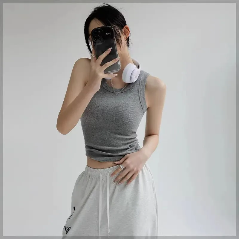 Nice Woman Tanks Tops Thread Back Camisole Vest Women Sleeveless Base Summer Slimming Slim Fit Outerwear Spicy Girl Top Tees Cam