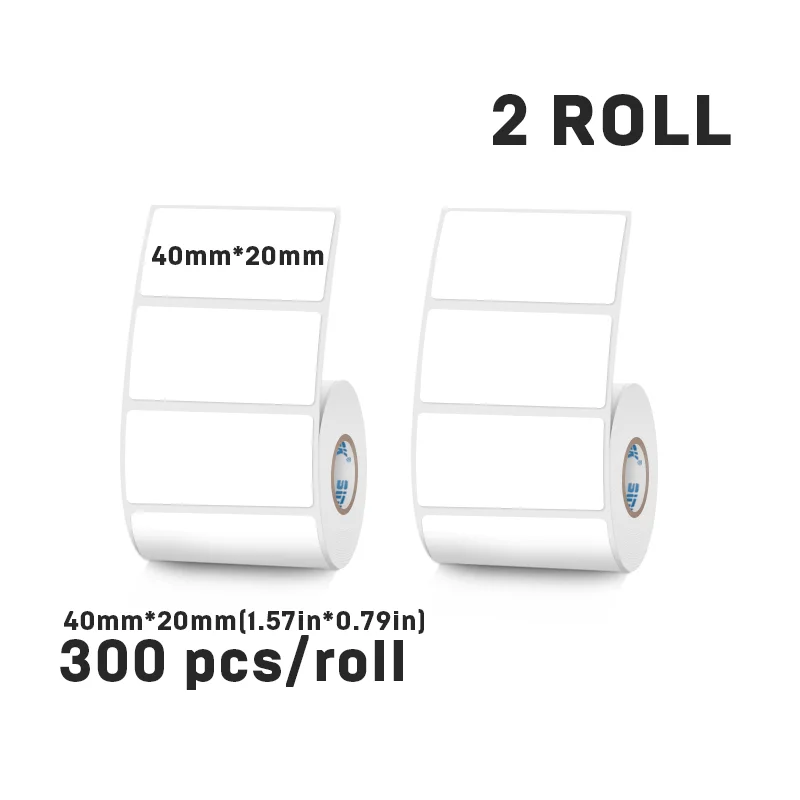SINMARK 2 لفات ملصقات للتسمية الحرارية 40 مللي متر واسعة ملصقات مقاومة للماء ورقة علامات ذاتية الصنع مناسبة للطابعة المحمولة Phomemo
