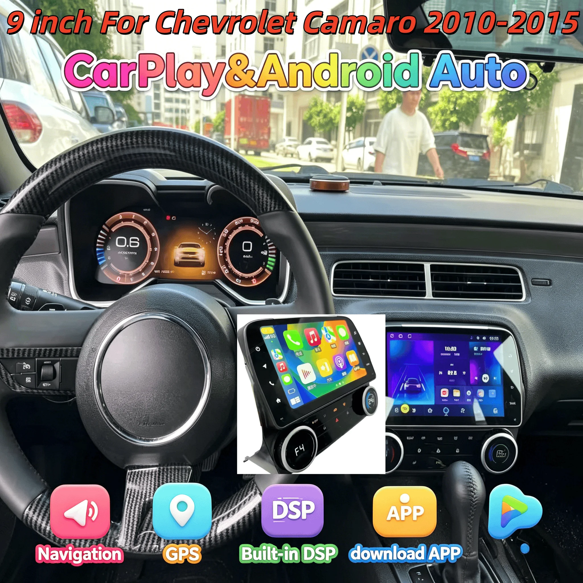 

For Chevrolet Camaro 2010 2011 2012 2013 2014 2015 CarPlay Android 14 Multimedia Video Player WIFI Stereo HeadUnit Navigation BT