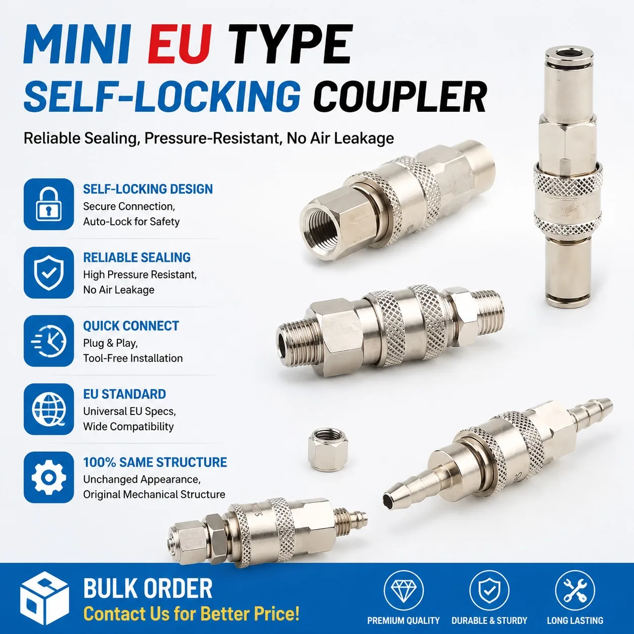 

European Standard EU Euro Type Pneumatic Fitting Quick Coupling Connector Coupler For Air Compressor SM PM SP PP SH PH SF PF