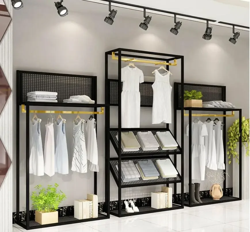 Clothing store shelves women's clothing store simple high and low shelves window shelf