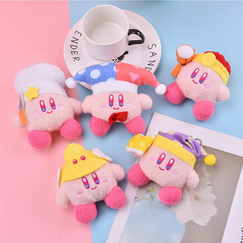 5style 12cm Anime Kawaii Toys Kirby Image Cos Clown Cook Keychain Cute Girl Student Bag Decor Birthday Gift