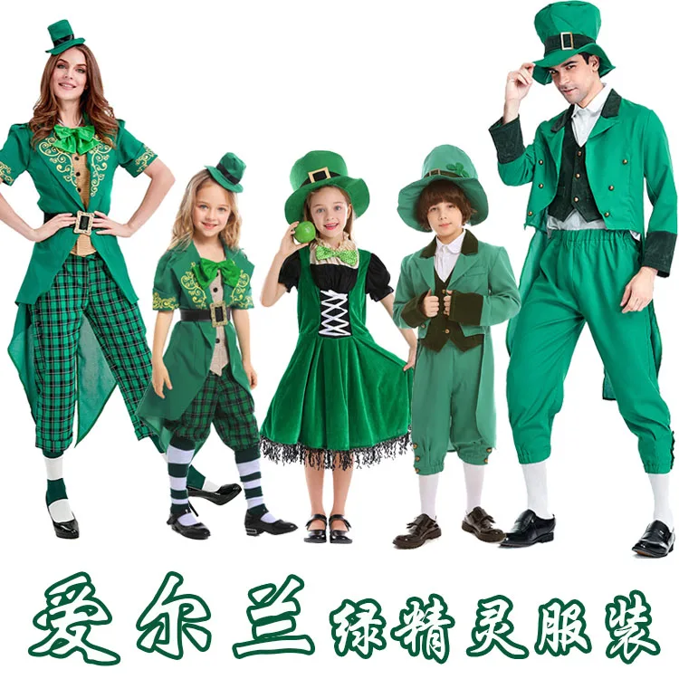 

Irish Saint Patrick's Easter Traditional Cosplay Costume For Green Elf Clothes And Green Goblin Role-playing Stage Costumes