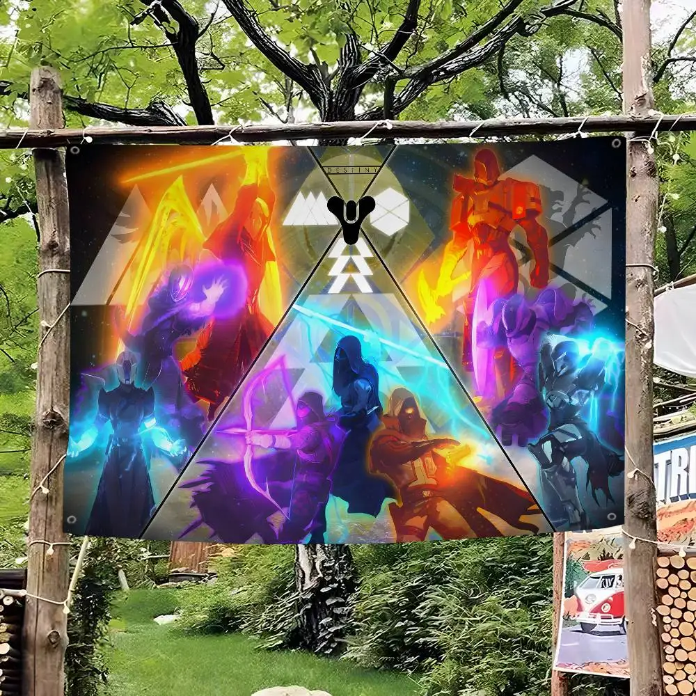 Bannière décorative pour la maison, le salon ou le dortoir, avec motifs de jeux populaires Destiny 2 et diverses drapeaux d'anime