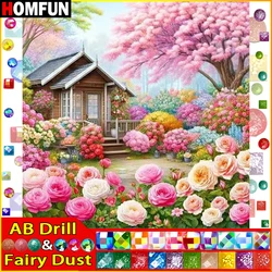 HOMFUN Fairy Dust AB Diy Full Square Round Drill 5D Diamond Painting Diamond Embroidery