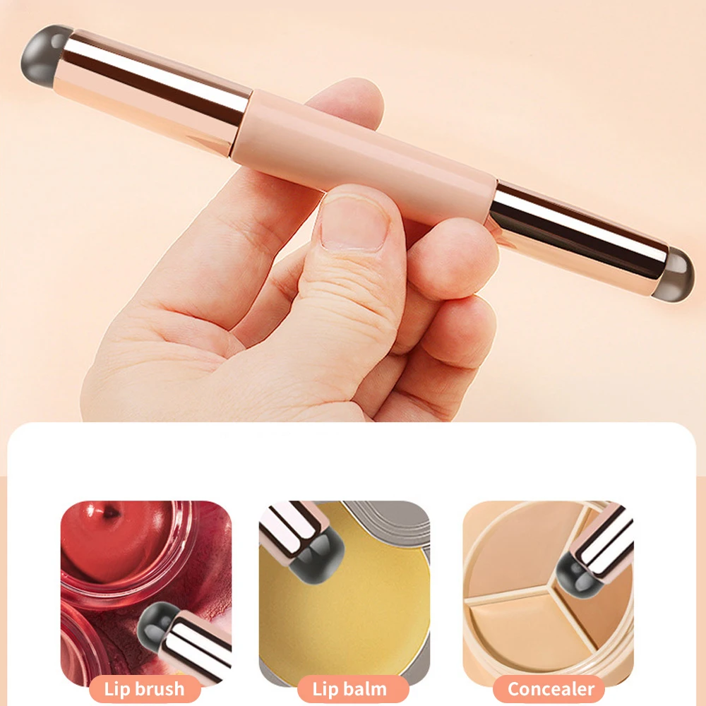 2in1 Siliconen Lippenborstel Met Hoes Q Zachte Lippenstift Veegborstels Stofdichte Lippen Concealer Borstel Draagbare Beauty Make-Up Tool