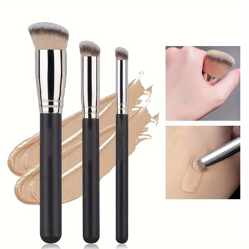 Brocha Profesional Plana Cuadrada para Corrector y Base, Apta para Sombras de Ojos, con Cerdas de Nailon Suaves