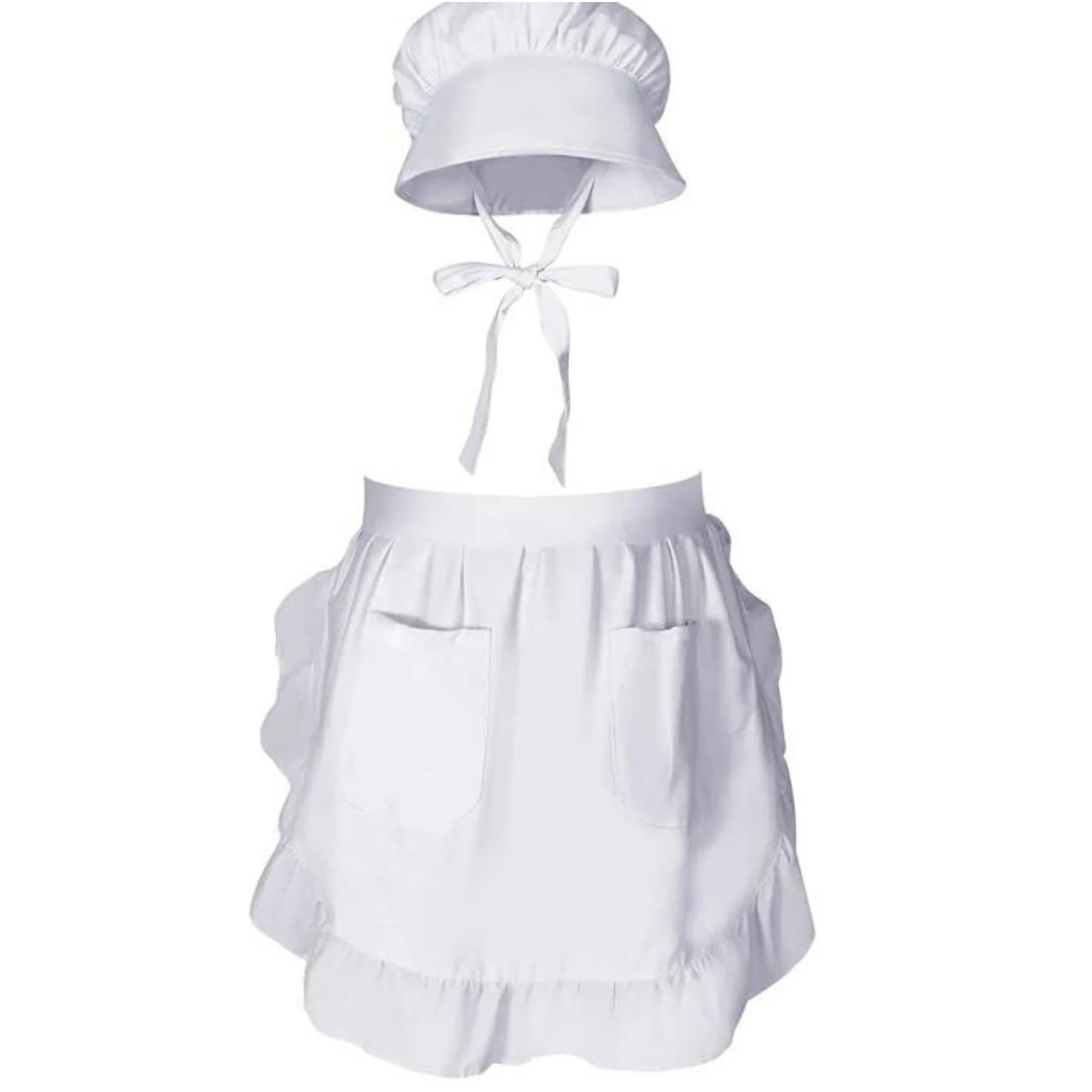 

Women Colonial Costume with Hat Apron Halloween Cosplay Props Women Lolitas Maid Outfit