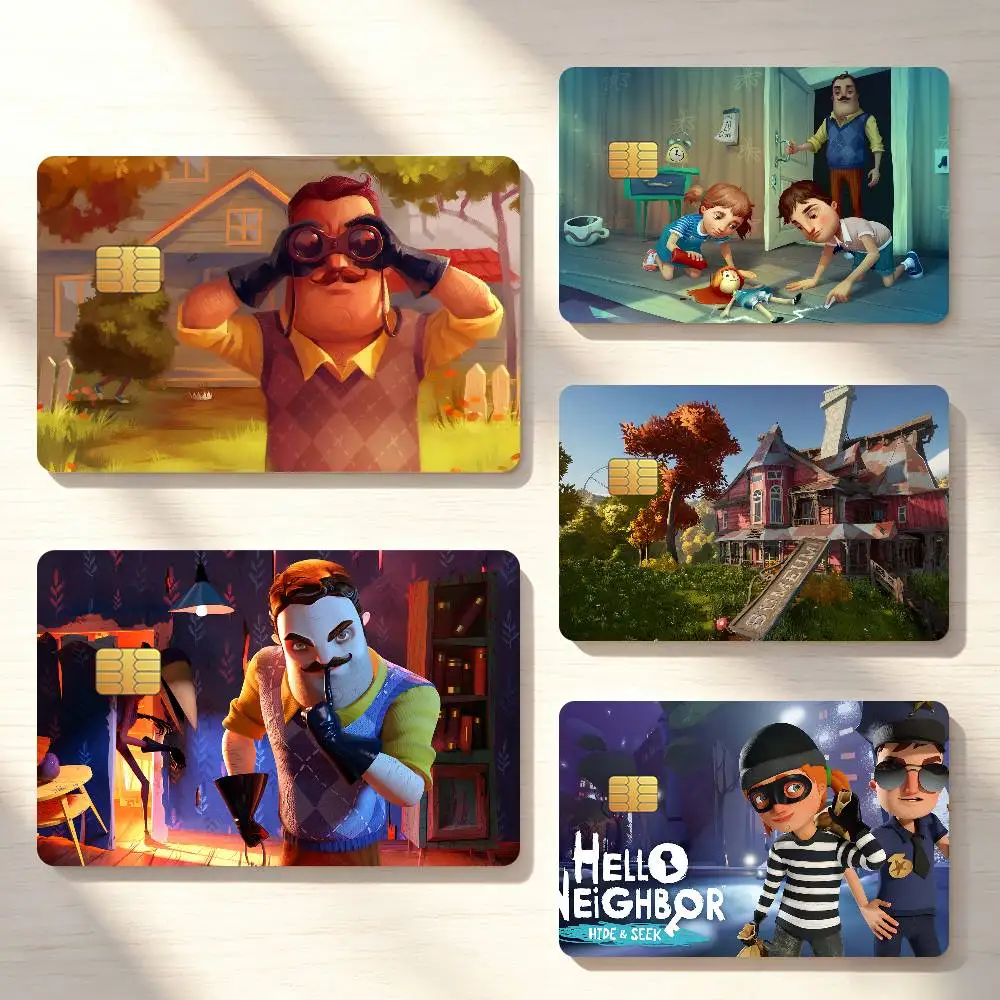 Game H-Hello N-Neighbor Cool Credit Card Skin Stickers For Bank Bus Metro Cards Waterproof Anti-Scratch Gift 4PCS