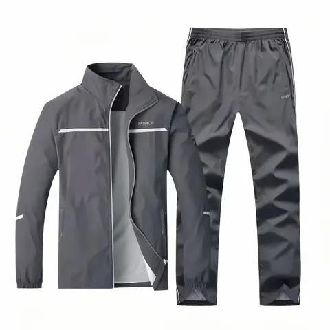 New Men's Sportswear Suit Spring Autumn Tracksuit  2 Piece Sports Sets Jacket+Pant Male Sweatsuit Asian Size L-5XL