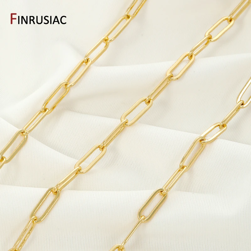 سلاسل ربط كابل مربع من النحاس المطلي بالذهب عيار 18 قيراط، سلسلة مشبك ورق 9*17 مم لصنع سوار القلادة، إكسسوارات مجوهرات ذاتية الصنع #4