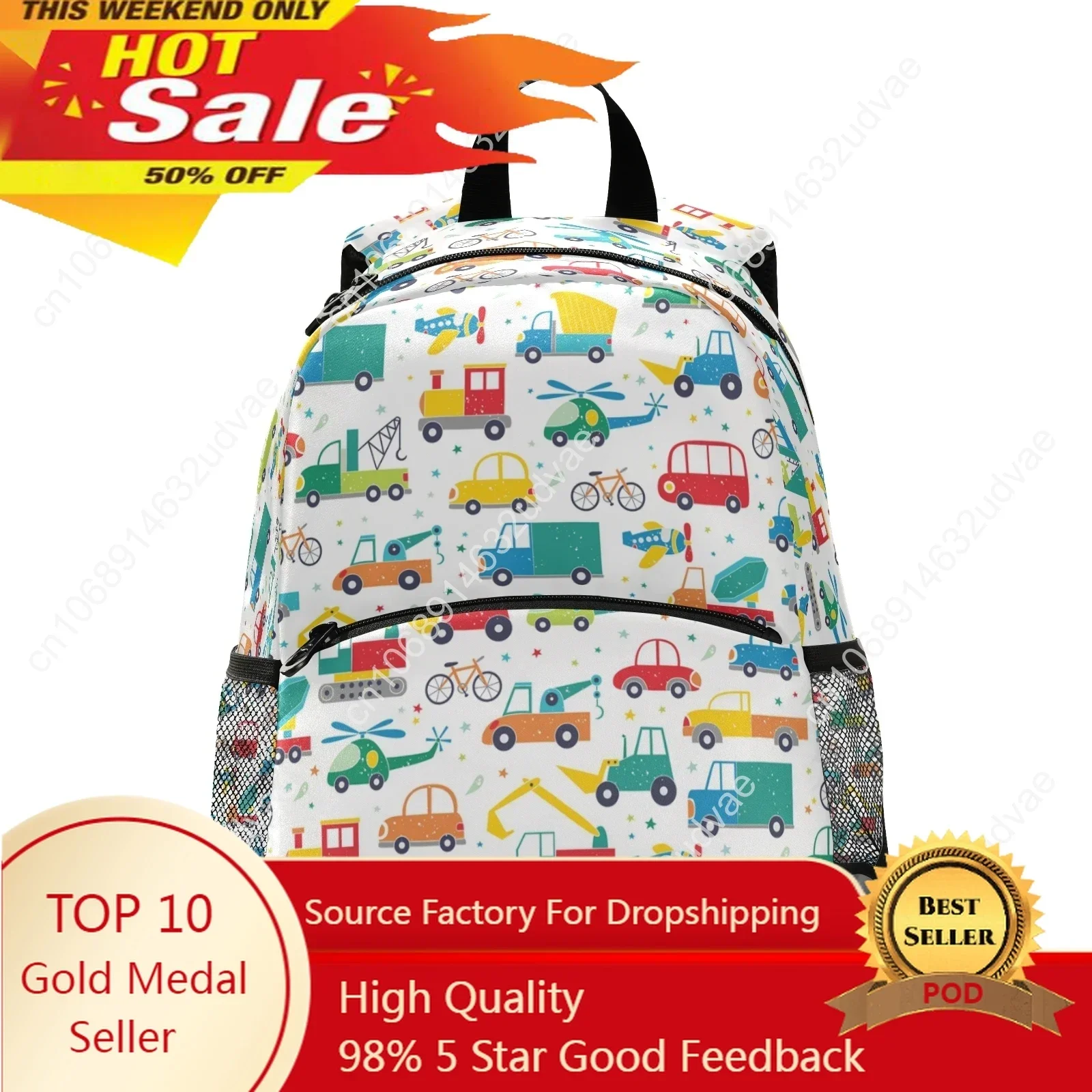 

2021 Cartoon Car Boy Girl School Bags Child Printing Backpack Kindergarten Student Cute Children's Schoolbag Waterproof Kids