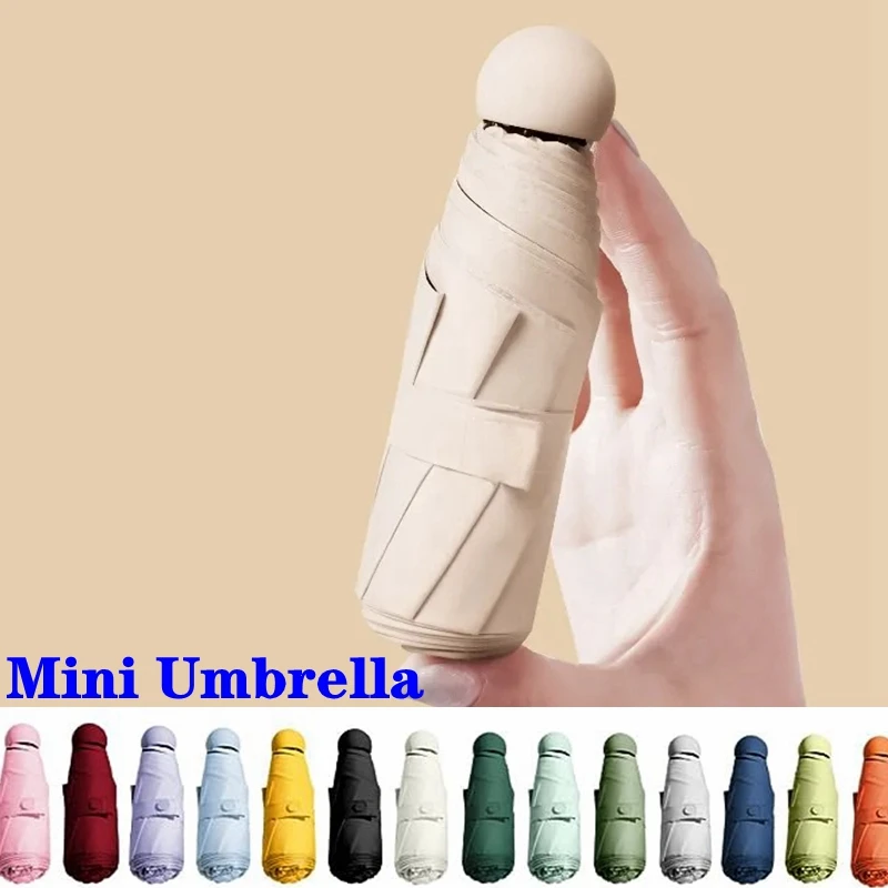 Capsule Umbrella Small and Portable Solid Color Sunshade for Women and Rain Dual Use Protection