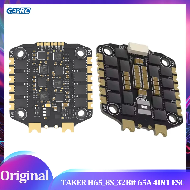 

GEPRC TAKER H65_8S_32Bit 65A 4IN1 ESC 3-8S Lipo Dshot 150/300/600 15.8g AM32 Supported For MOZ7 V2 WTFPV Long Range 7inch