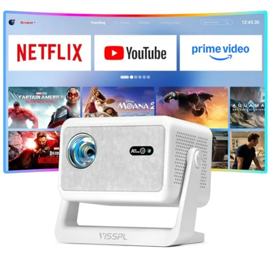 

Умный 4K-проектор с Wi-Fi и Bluetooth, автофокусом, портативный, для улицы и домашнего кинотеатра, черный, с регулировкой на 360°