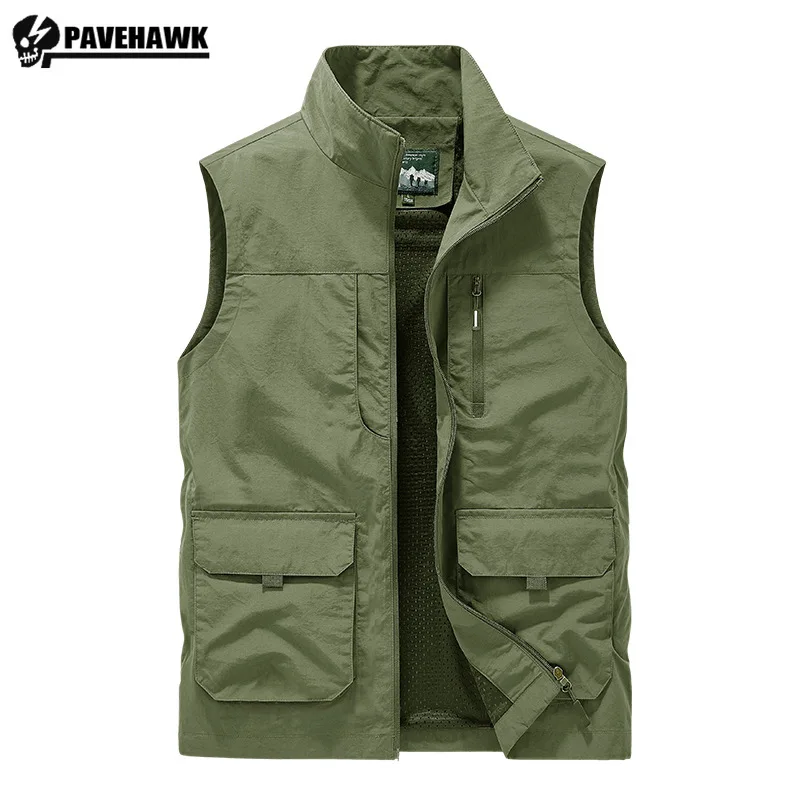 

New Outdoor Casual Men Coat Vest Camping Fishing Comfort Wear-resistant Sleeveless Jacket Multi Pocket Zipper Colete Masculino