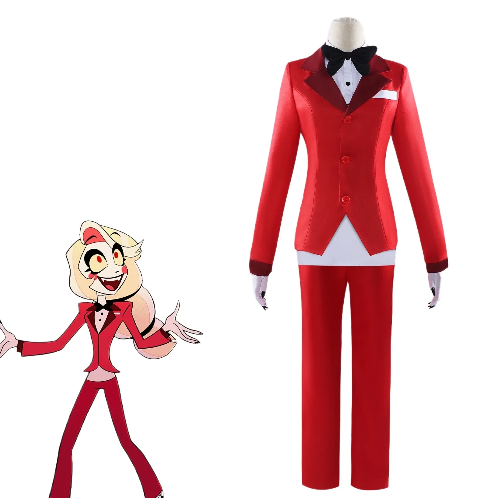 Anime Hazbin Cosplay Fantasia Feminina, Uniforme Vermelho, Roupa, Casaco, Fato, Roupa, Roupa, Hotel de Natal, Charlie Morningstar, Vx, Halloween, Hazbin