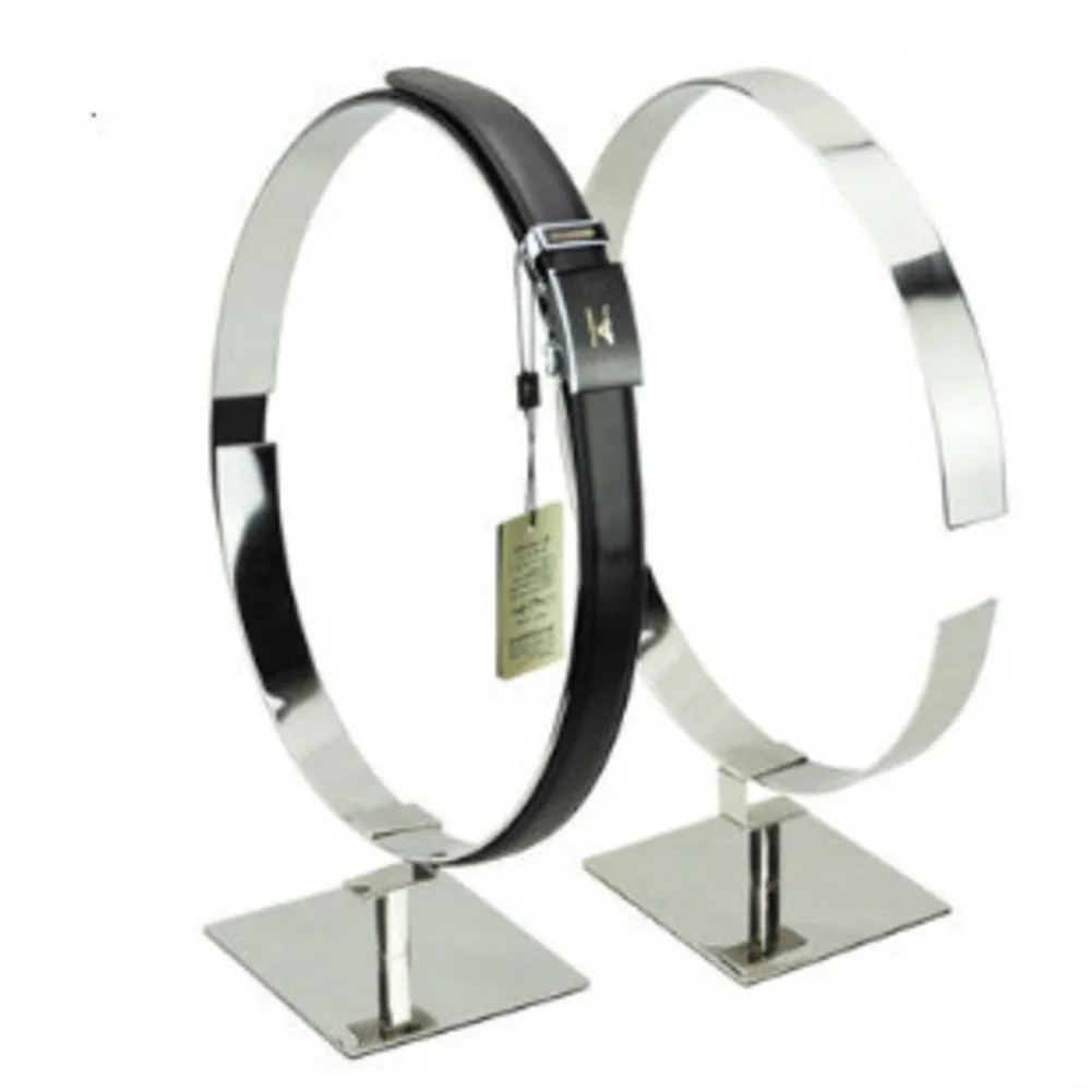 

Stainless Steel Mirror Belt Bracket Ring Circle Window Display Props Mall Shop Window Belt Display Table Stand Rack Belt Shelf