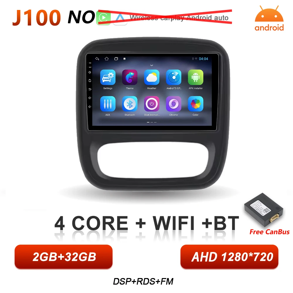 Auto radio Android 16 Carplay voor Renault Trafic 3 Opel Vivaro B 2014 2015 2016 2017 2018 - 2021 Multimedia speler stereo GPS BT