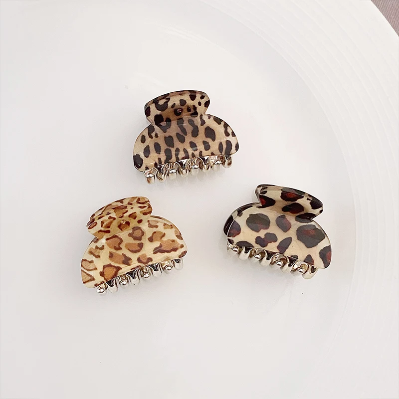 3 teile/satz Haar Klaue Clips Kleine Größe Leopard Print Acryl Shark Clip Einfache Elegante Haarnadel Haar Clips Frauen Haar Zubehör – Detail 7