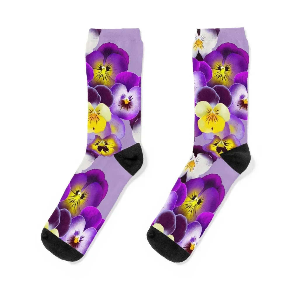 

Pansies Socks sports and leisure christmass gift happy Socks Female Men's