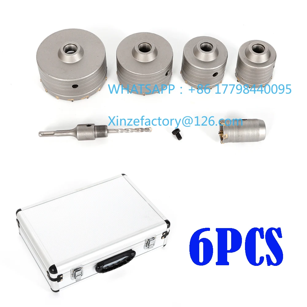 Juego de brocas para hormigón personalizables, 6 uds., cortador de sierra perforadora, broca de núcleo, incluye 40/68/80/100/120mm para piedra de cemento y hormigón