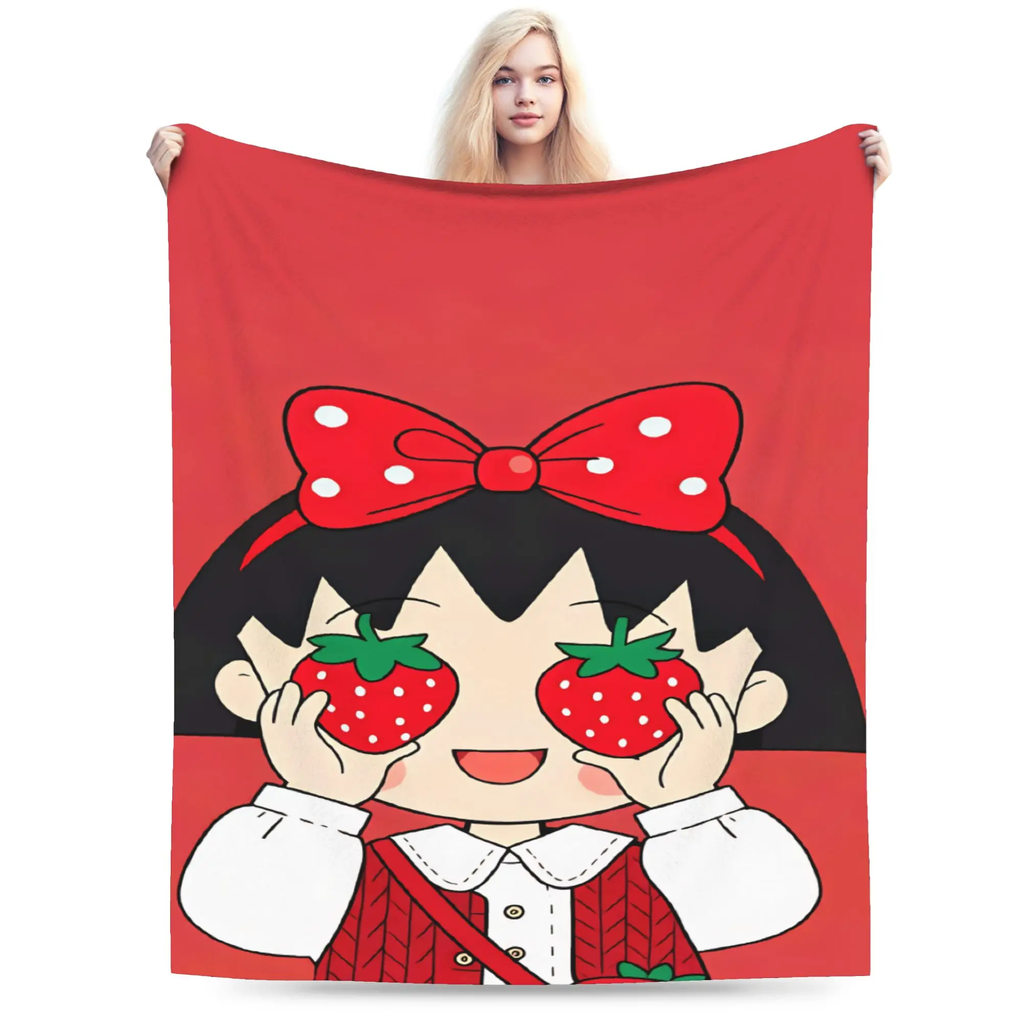 Chibi Maruko Chan Throw Blanket Warm Comfy Funny Blanket  For Couch Chair Travel Office Flannel Bedspread Bed Cover