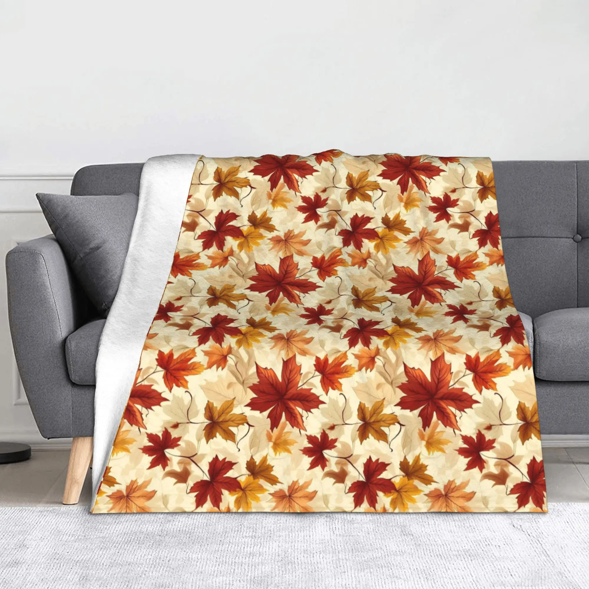 Maple Fallen Leaves Blanket Coral Fleece Plush Autumn Leaf Super Warm Throw Blankets for Bedding Couch Bedroom Quilt