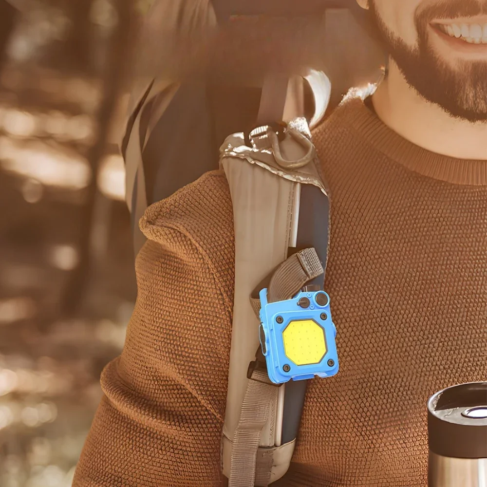 Mini Portable Keychain Light 6 Modes COB Flashlight USB Rechargeable Work Lights Pocket Torch with Magnetic Base 1 Pack