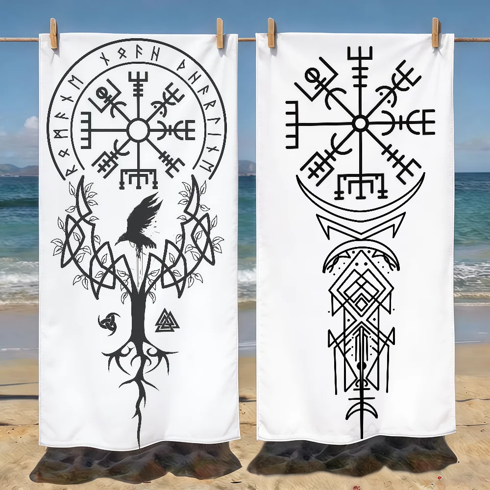 V-Viking V-Vegvisir Towel Soft Pool Gift For Travel Gym Shower Camping Quick Dry Sports Beach Towels
