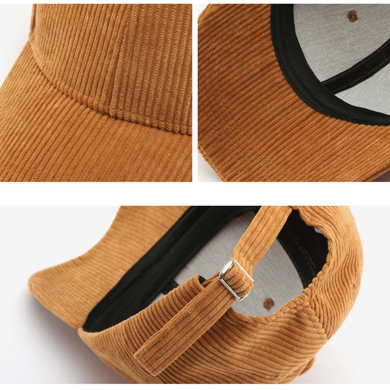 Corduroy Baseball Cap for Men Women Trucker Cap Winter Unisex Vintage Baseball Hat Outdoor Adjustable Hip Hop Gorras Snapback