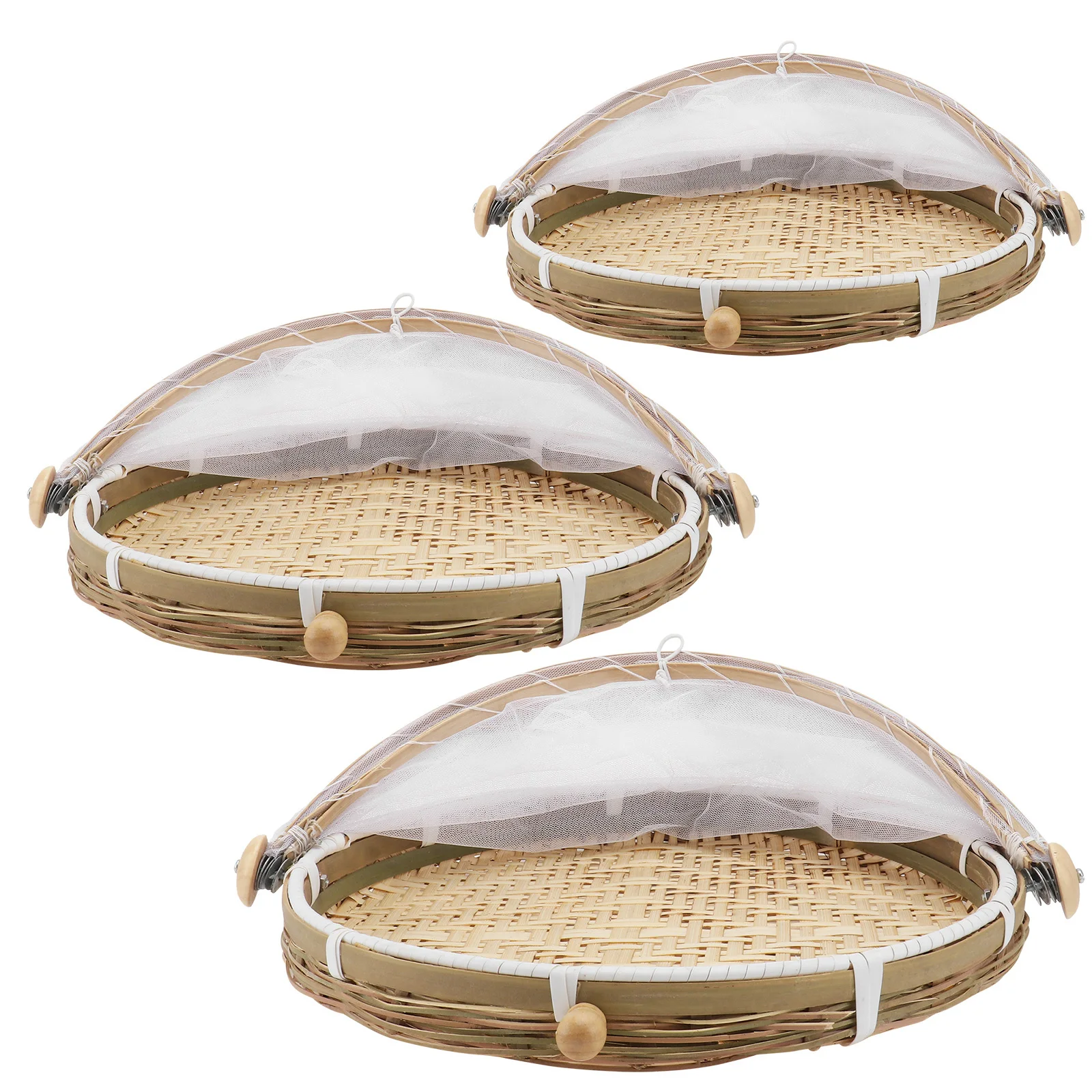 

3Pcs Bamboo Woven Basket Rustic Chic Storage Holder Multi-Purpose Food Drying Dustpan Household Decorative Craft Container