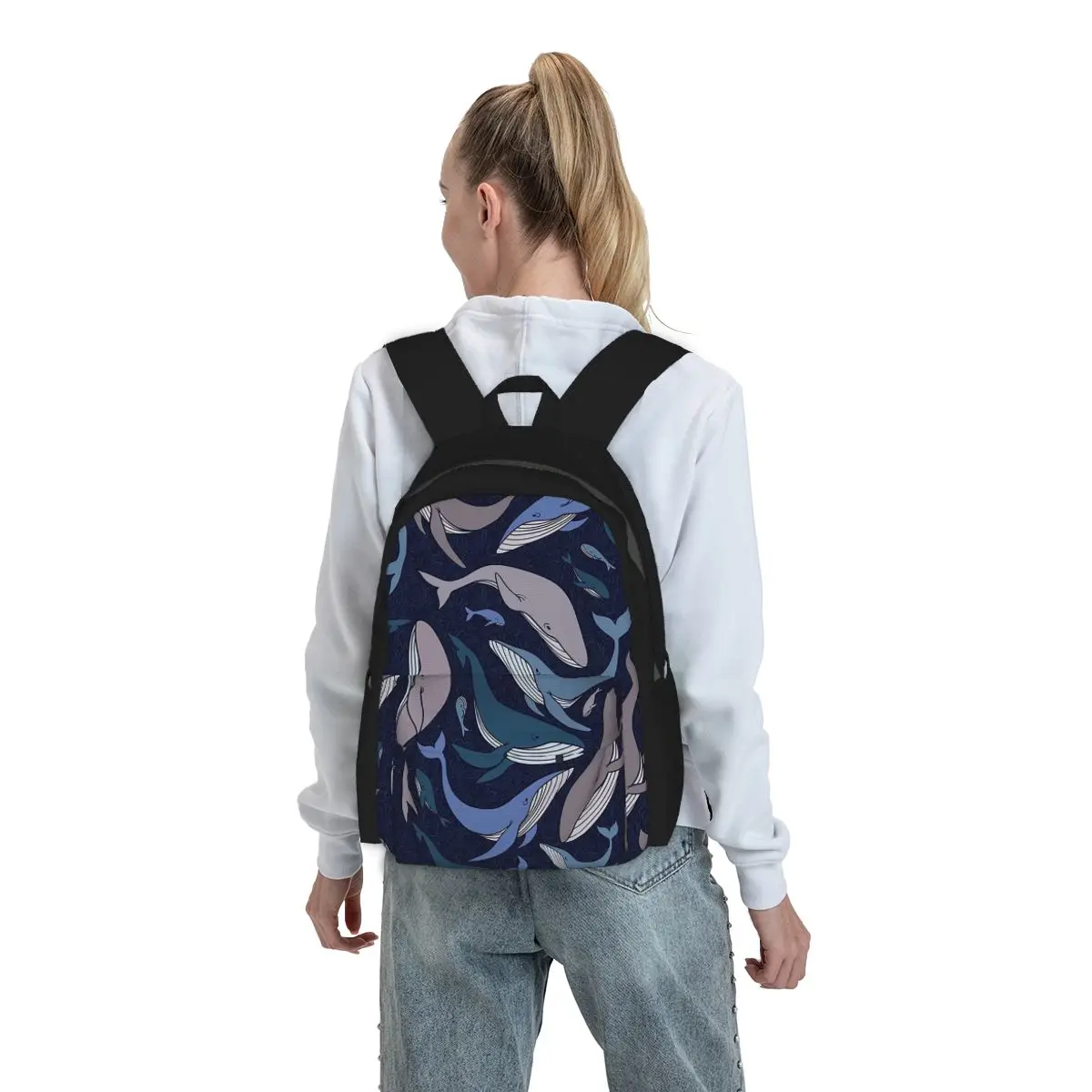 

School Of Whales Backpack Boys Girls BookBag Children School Bag Computer Shoulder Bags for Men Women